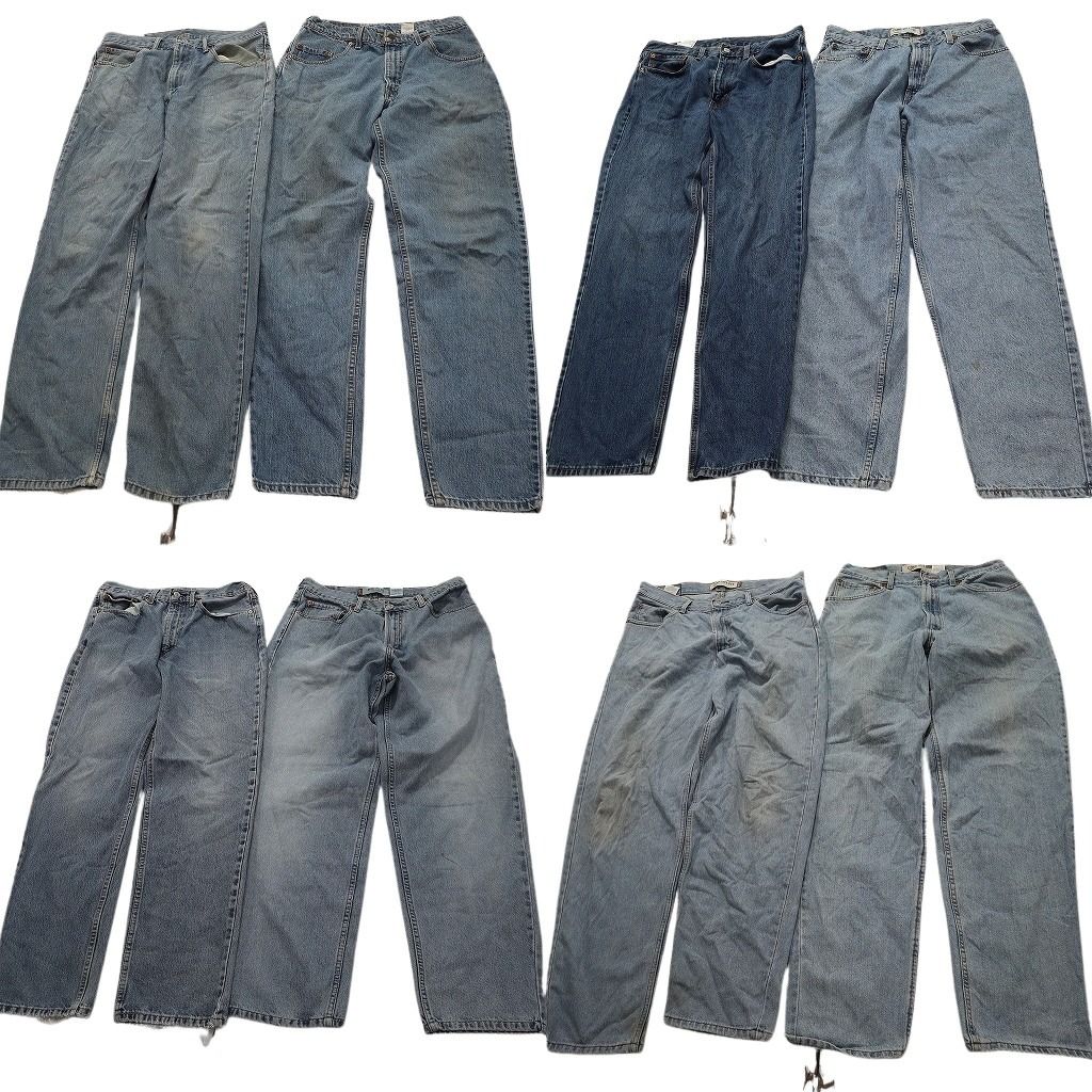 古着卸 まとめ売り リーバイス 550・560 デニムパンツ 8枚セット ( メンズ 34 ) ワイド リラックス ジッパーフライ 中古 古着 NF1469