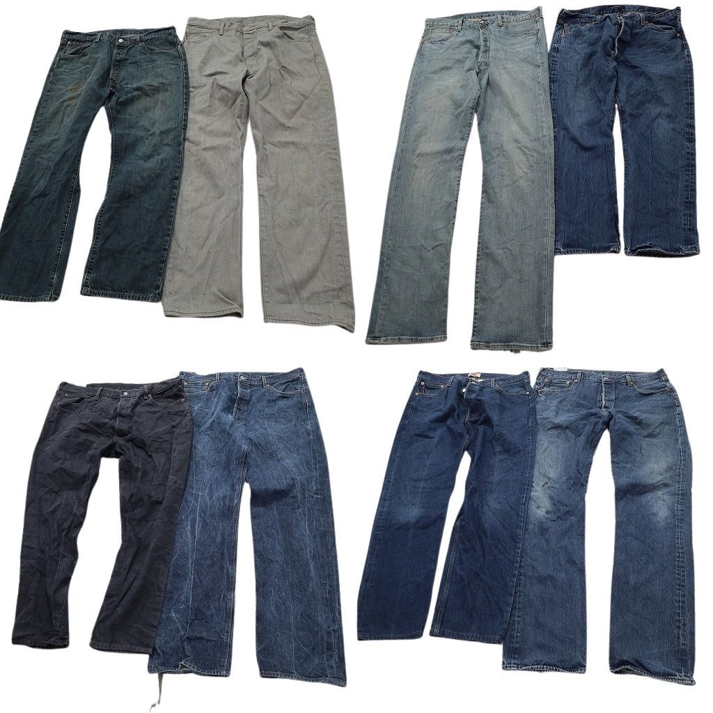 古着卸 まとめ売り リーバイス 501 デニムパンツ 8枚セット ( メンズ 38 ) ストレート　ボタンフライ インディゴブルー 中古 古着 NF1471