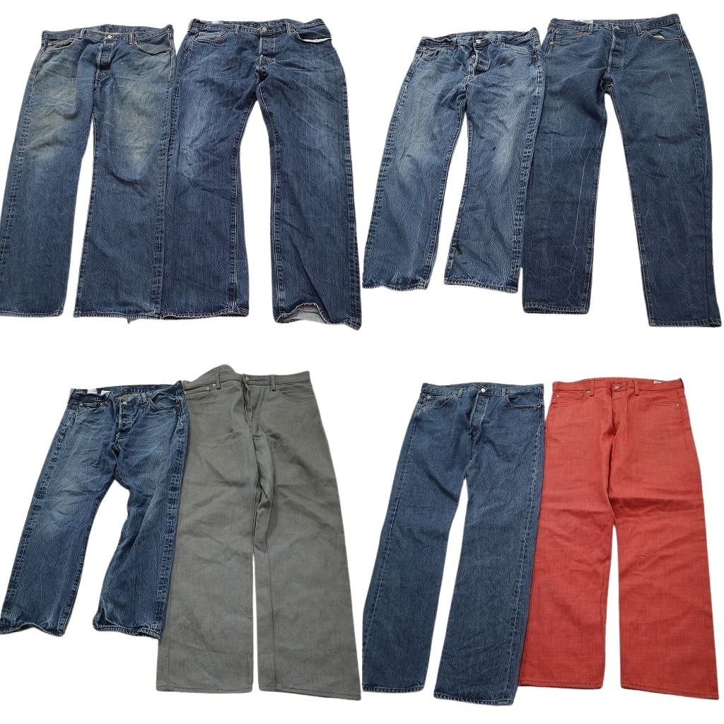 古着卸 まとめ売り リーバイス 501 デニムパンツ 8枚セット ( メンズ 38 ) ストレート ボタンフライ インディゴブルー 中古 古着 NF1472