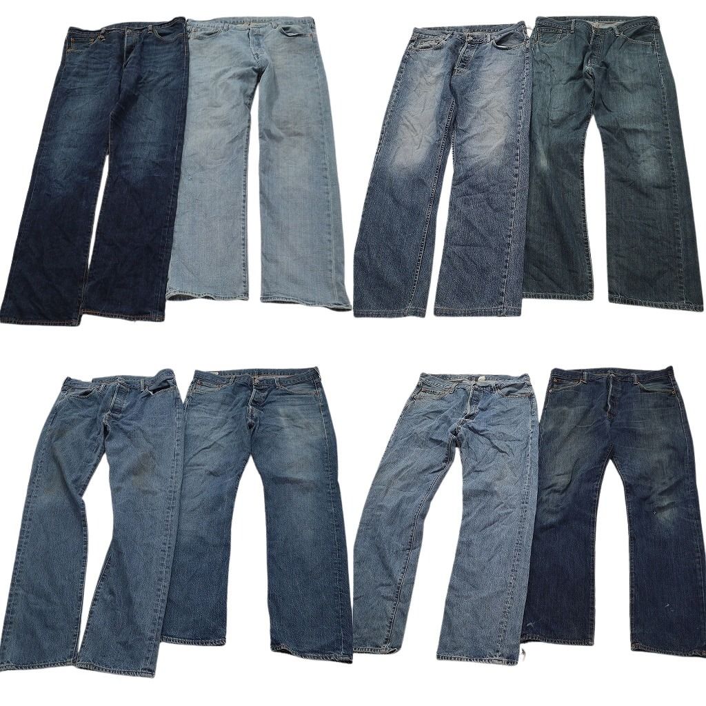 古着卸 まとめ売り リーバイス 501 デニムパンツ 8枚セット ( メンズ 36 ) ストレート　ボタンフライ インディゴブルー 中古 古着 NF1473