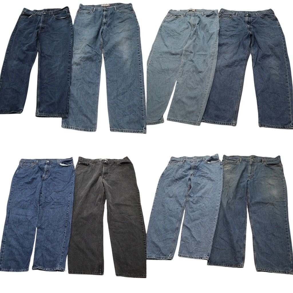 古着卸 まとめ売り リーバイス 550・560 デニムパンツ 8枚セット ( メンズ 40/42 ) ワイド リラックス ジッパーフライ 中古 古着 NF1480