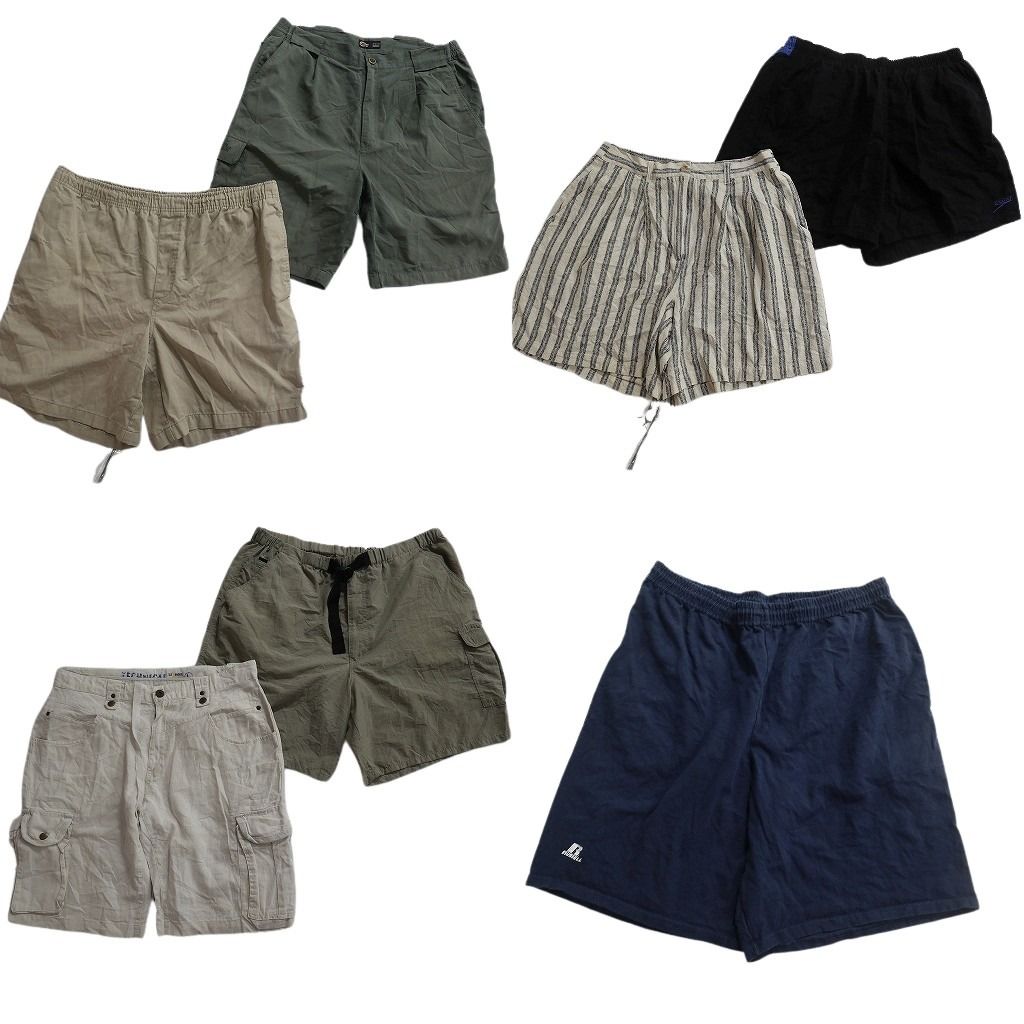 古着卸 まとめ売り ショートパンツMIX 7枚セット ( メンズ L ) カーゴ ナイロンパンツ ストライプ ベージュ 中古 古着 NF1488