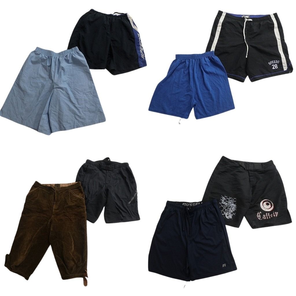 古着卸 まとめ売り ショートパンツMIX 8枚セット ( メンズ M ) 七分丈 ラッセル ナイロンパンツ 中古 古着 NF1489