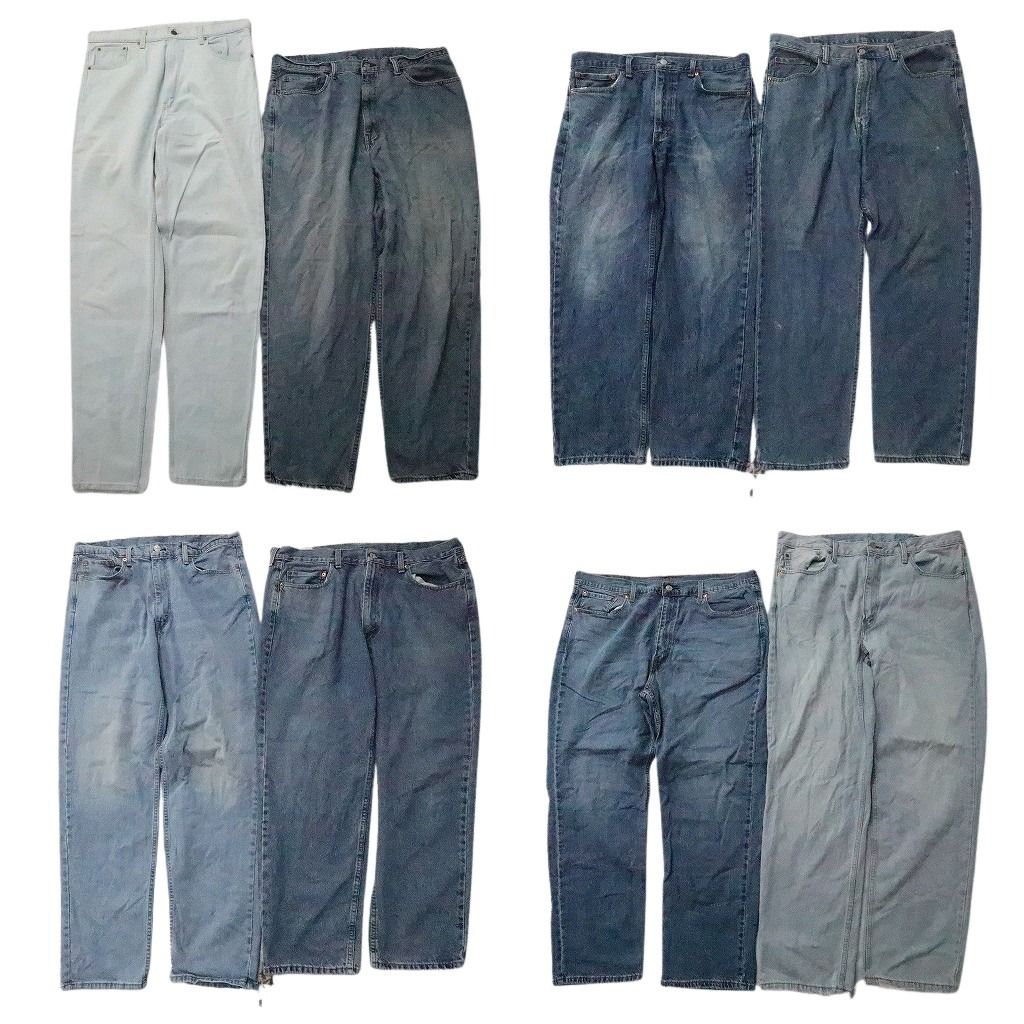 古着卸 まとめ売り リーバイス 550・560 デニムパンツ 8枚セット ( メンズ 38/40 ) ワイド リラックス ジッパーフライ 中古 古着 NF1522