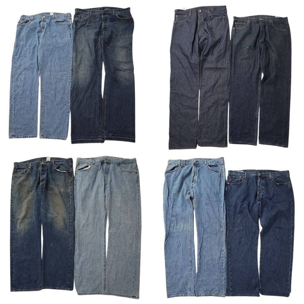 古着卸 まとめ売り リーバイス 501 デニムパンツ 8枚セット ( メンズ 40 ) ストレート　ボタンフライ インディゴブルー 中古 古着 NF1536