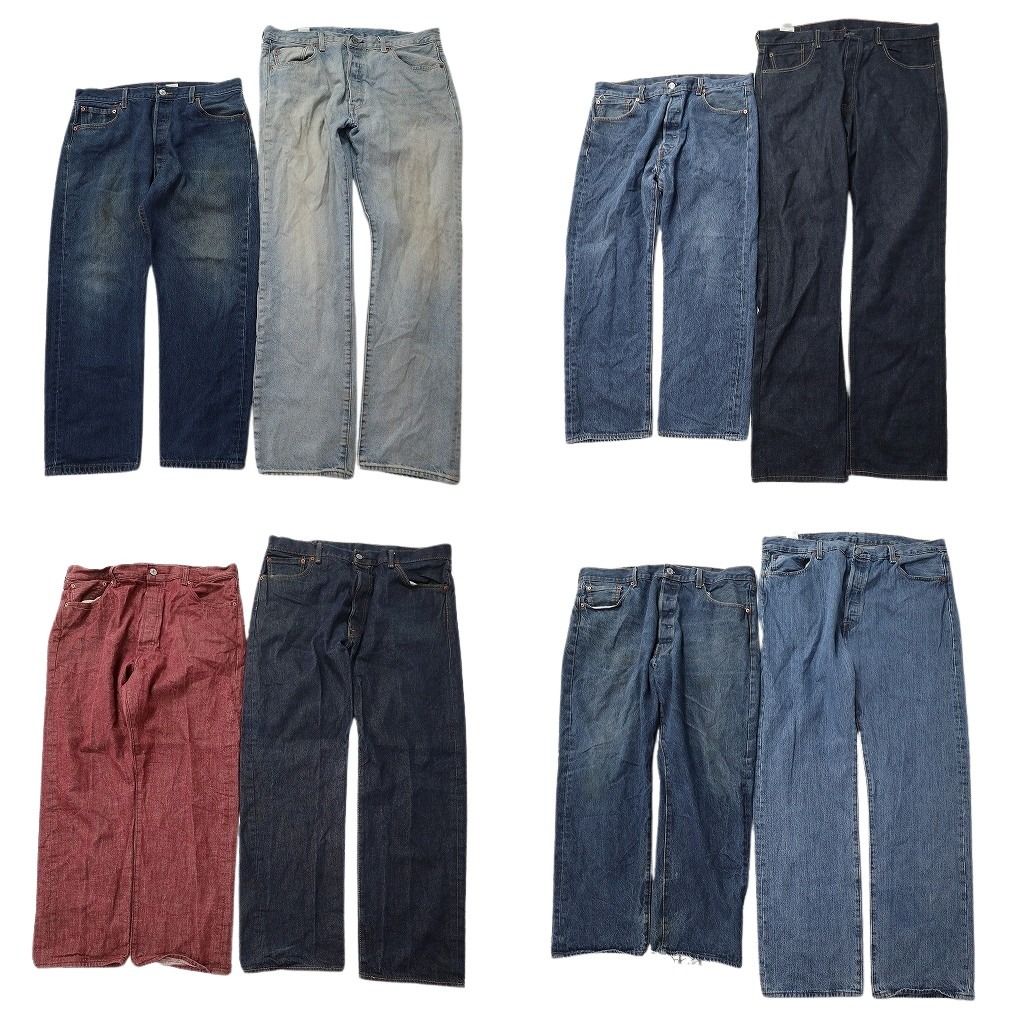 古着卸 まとめ リーバイス 501 デニムパンツ 8枚セット ( メンズ 38/40 ) ストレート　ボタンフライ インディゴブルー 中古 古着 NF1537