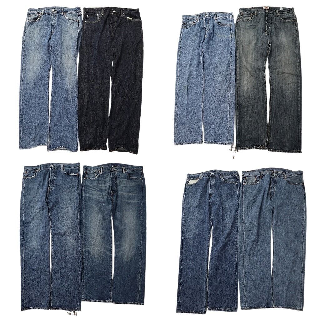 古着卸 まとめ リーバイス 501 デニムパンツ 8枚セット ( メンズ 36/38 ) ストレート　ボタンフライ インディゴブルー 中古 古着 NF1538