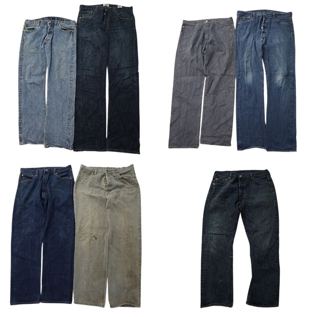 古着卸 まとめ売り リーバイス 501 デニムパンツ 7枚セット ( メンズ 36 ) ストレート ボタンフライ インディゴブルー 中古 古着 NF1539