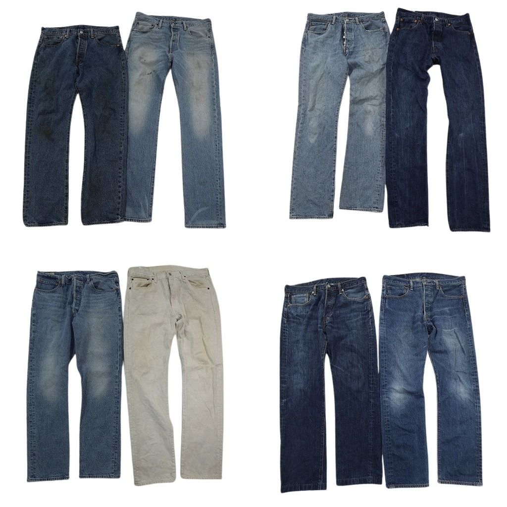 古着卸 まとめ売り リーバイス 501 デニムパンツ 8枚セット ( メンズ 32 ) ストレート　ボタンフライ インディゴブルー 中古 古着 NF1543