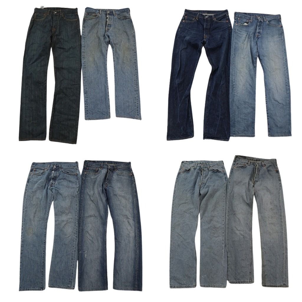 古着卸 まとめ売り リーバイス 501 デニムパンツ 8枚セット ( メンズ 31 ) ストレート　ボタンフライ インディゴブルー 中古 古着 NF1544