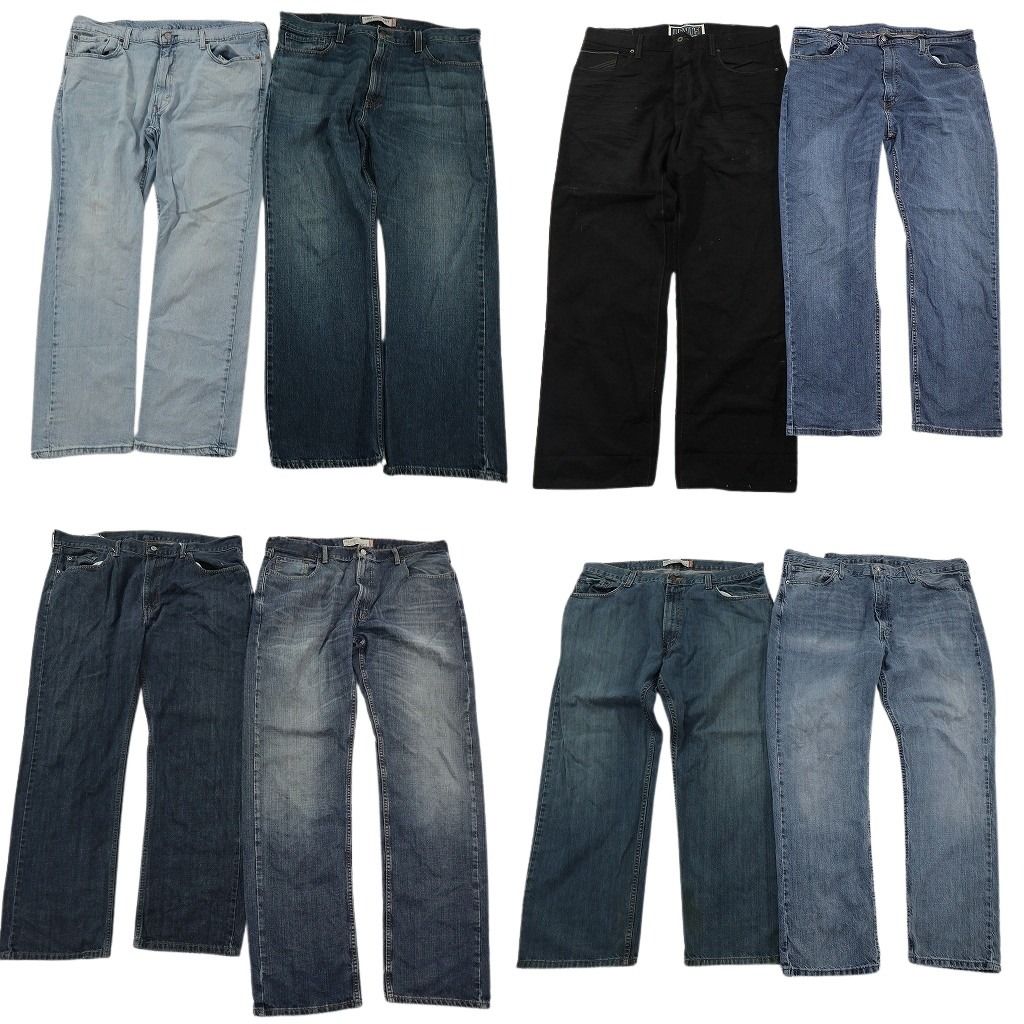古着卸 まとめ売り リーバイス 品番MIX デニムパンツ 8枚セット ( メンズ 40 ) 527 514 559 ブラック ストレート 中古 古着 NF1554