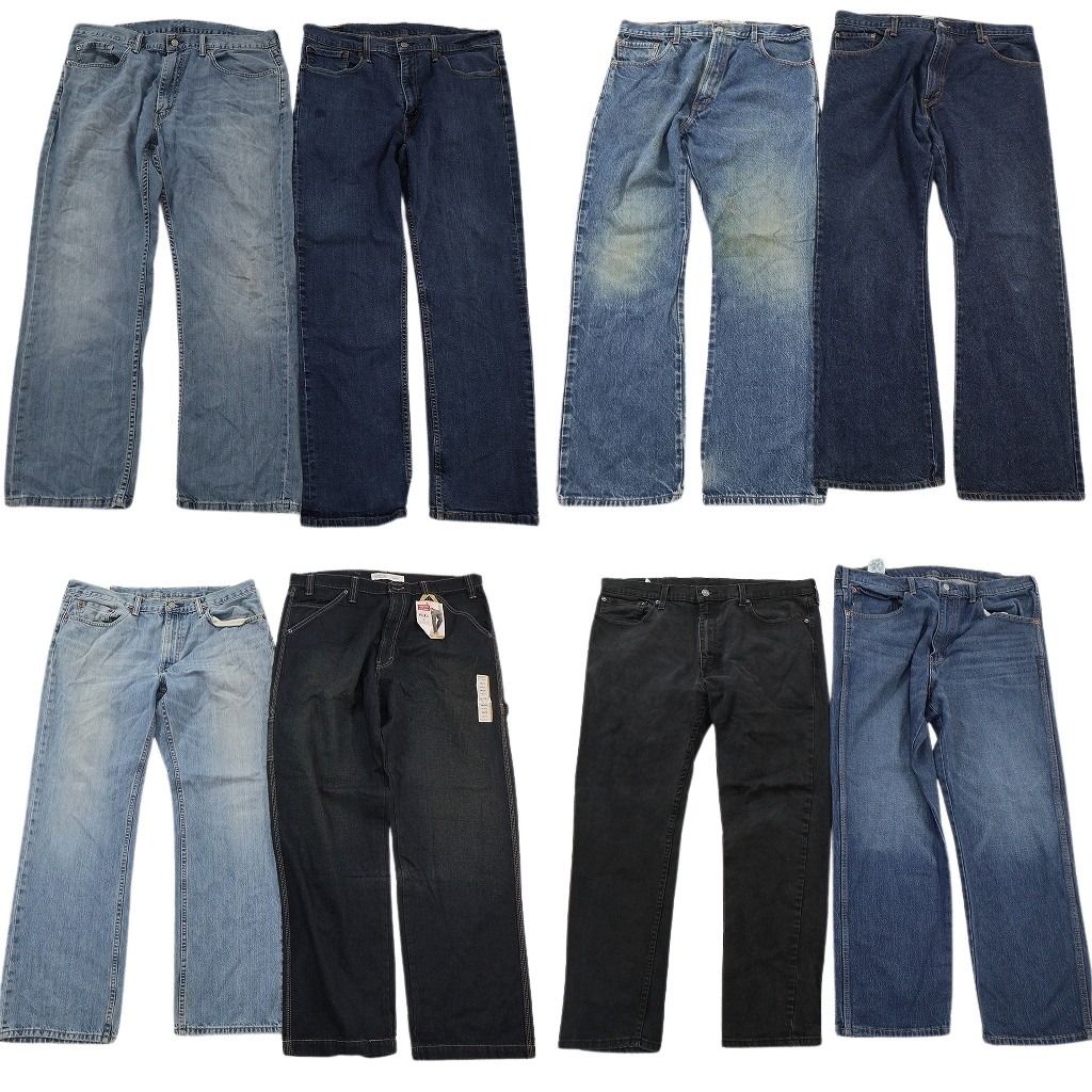 古着卸 まとめ売り リーバイス 品番MIX デニムパンツ 8枚セット ( メンズ 38 ) 514 517 559 ストレート ブーツカット 中古 古着 NF1555