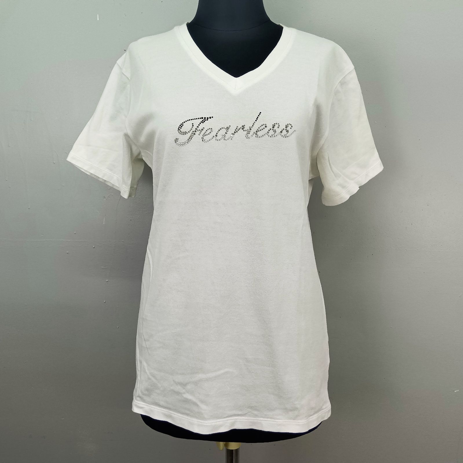 y2k FUGA フーガ ラインストーン 英字 Tシャツ サイズ44 日本製 