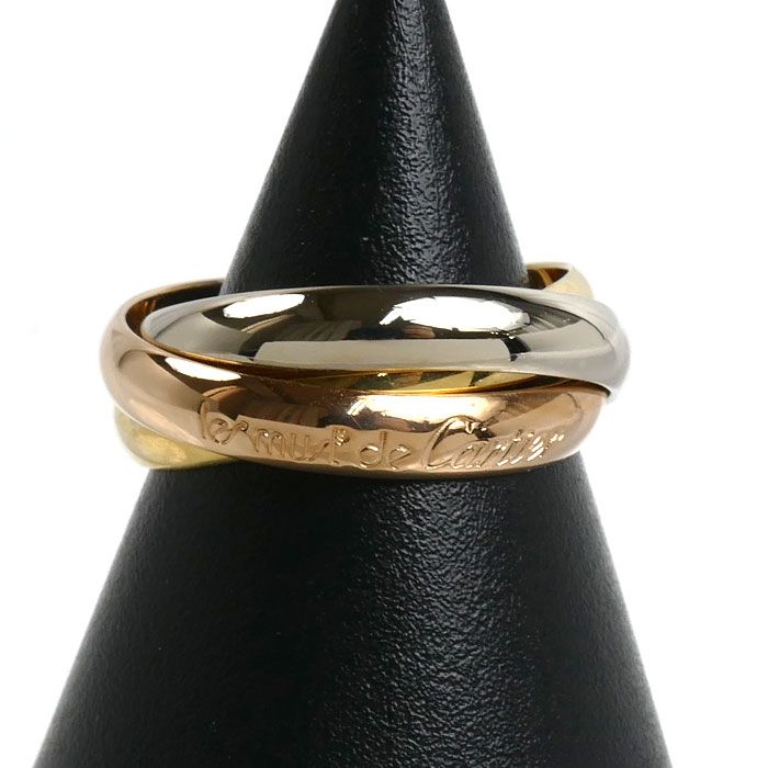 CARTIER カルティエ K18YG/PG/WG les must de Cartier トリニティ リング・指輪 14号 54 8.0g レディース 中古 美品