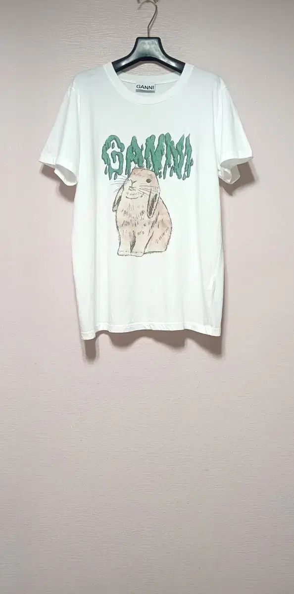 正規品 ガニー(GANNI) バニー レビット プリンティング 半袖 Tシャツ オーガニック