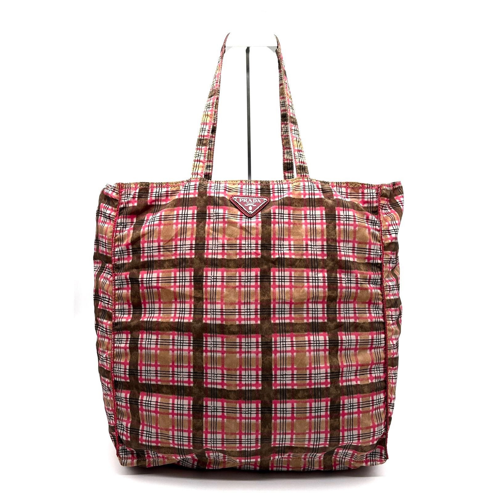 極美品 プラダ PRADA エコバッグ トートバッグ ポーチ付 三角ロゴ 