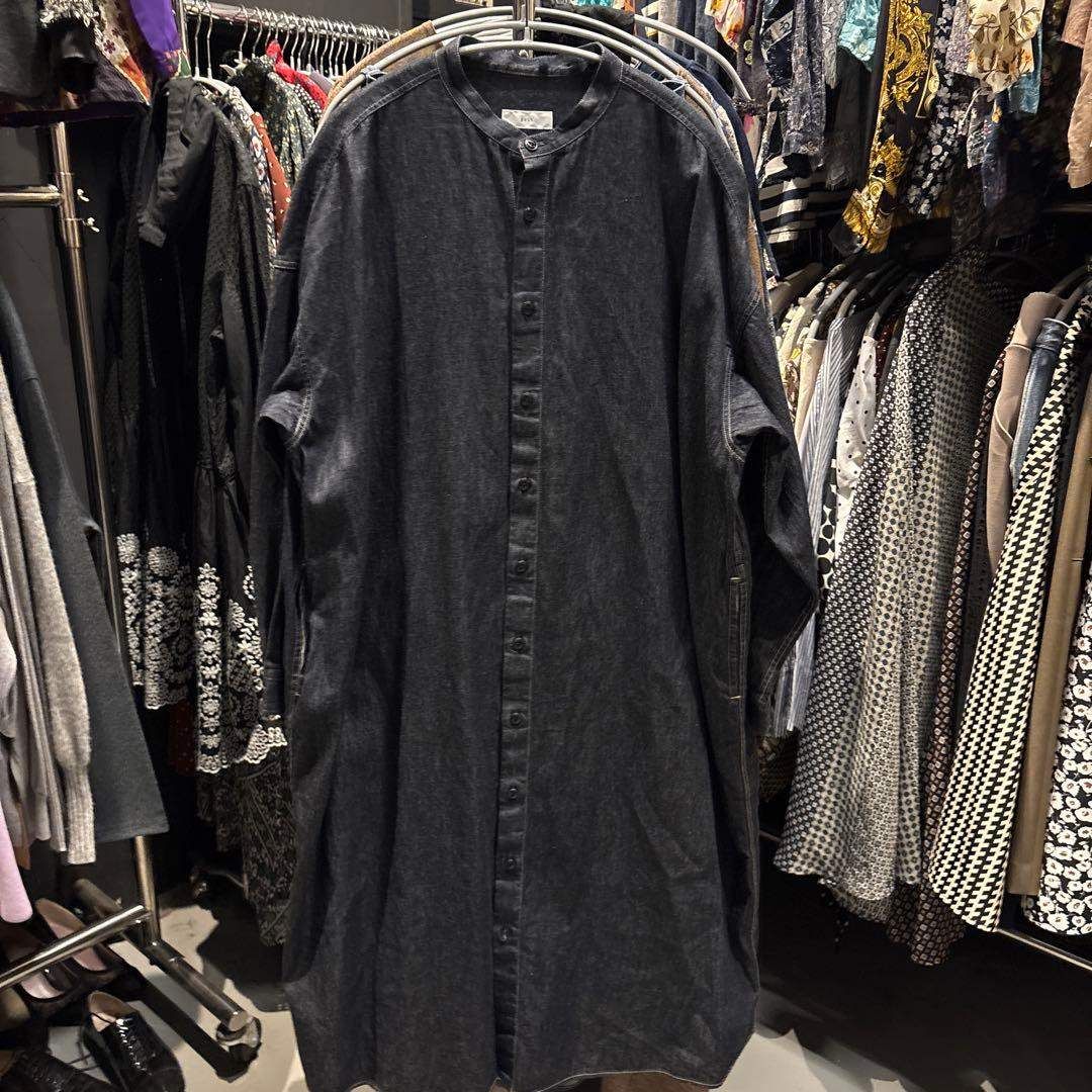Prit　プリット　denim　ワンピース　ロング　long　デニム　natural　ナチュラル　長袖　無地　お呼ばれ　デート　オフィスカジュアル　食事会
