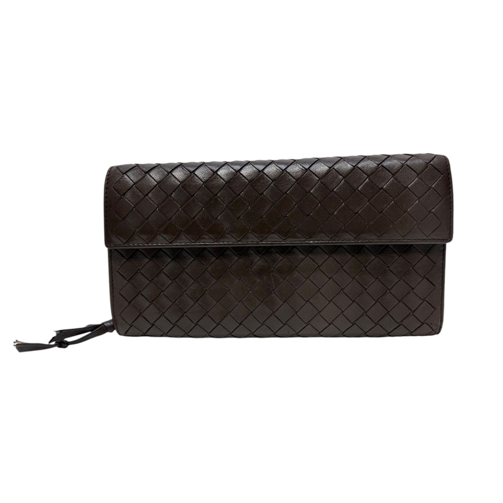 4795 BOTTEGA VENETA ボッテガヴェネタ 長財布 イントレチャート フラップ コンチネンタル ダークブラウン