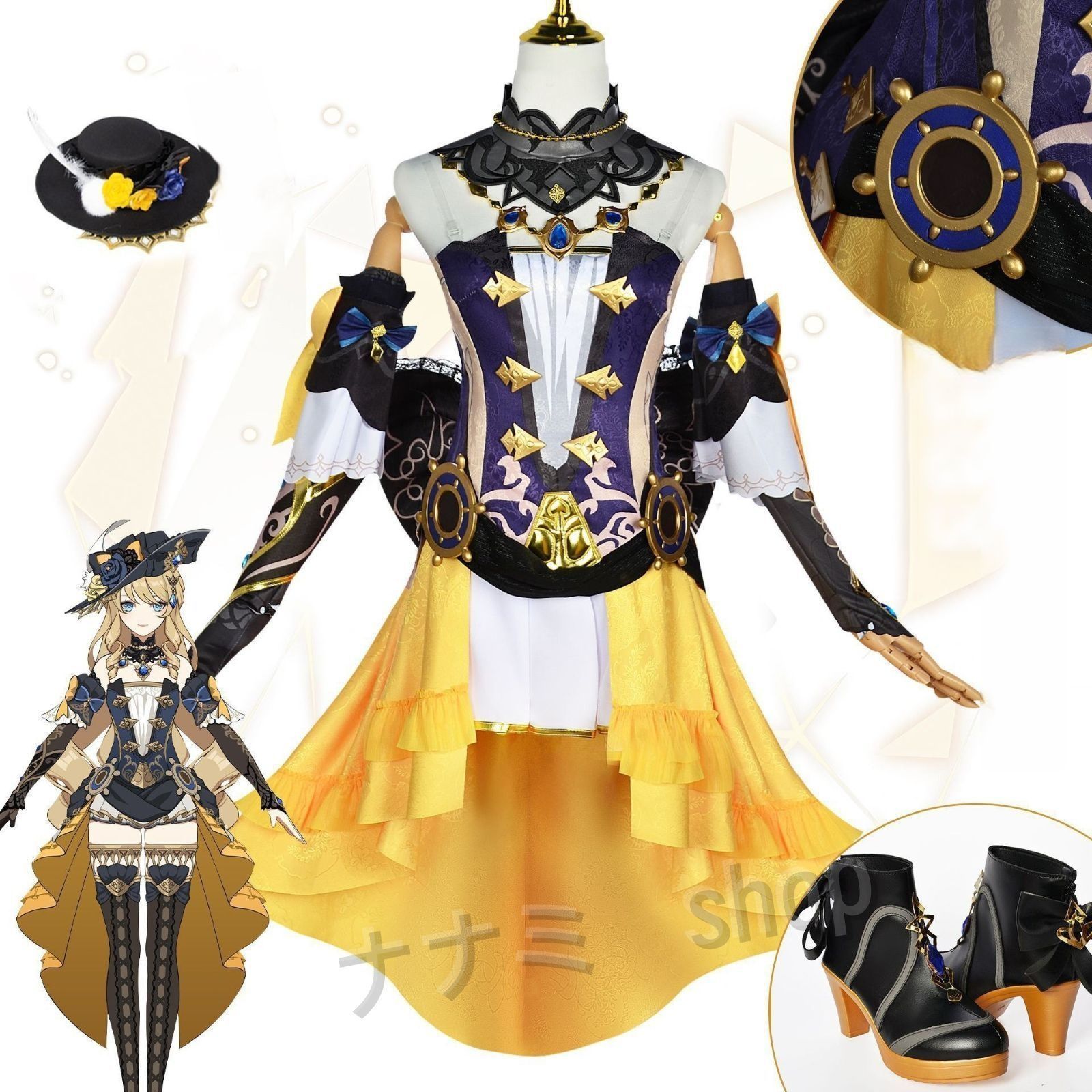 原神 げんしん ナヴィア 娜維 コスプレ衣装 豪華版 フルセット コスプレ衣装 アクセサリー ウィッグ付き&靴追加購入可 コ