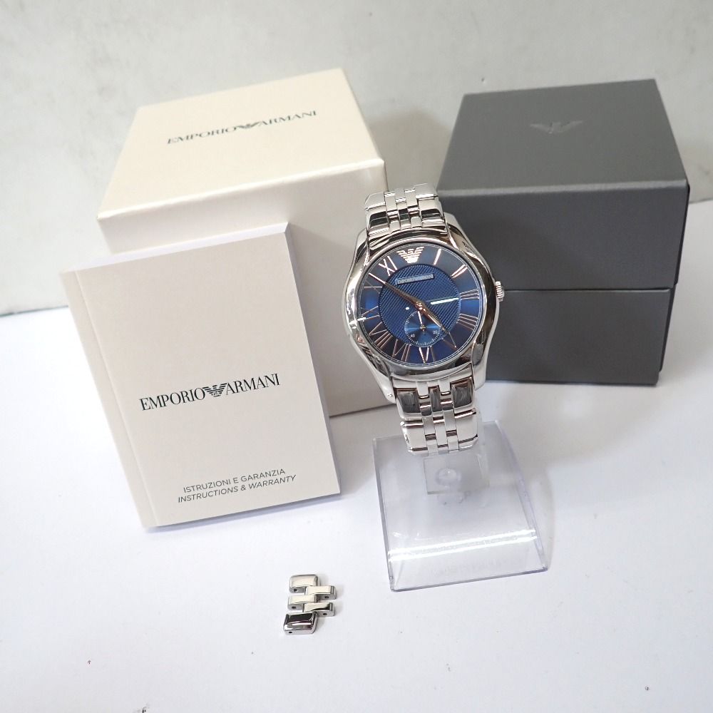 Ft1344941 エンポリオ・アルマーニ 腕時計 クオーツ AR1789 シルバー ブルー文字盤 メンズ Emporio Armani 中古