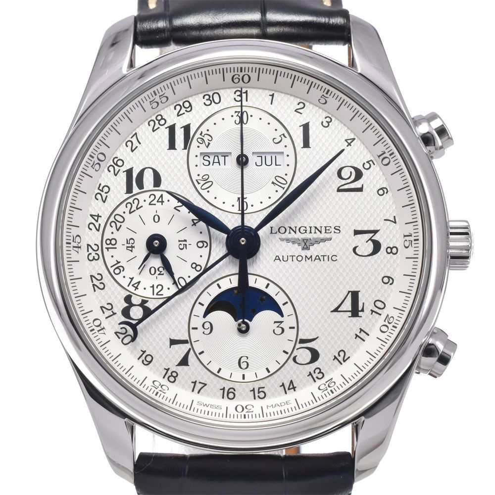 ロンジン LONGINES L2.673.4.78.3 マスターコレクション トリプルカレンダー ムーンフェイス 自動巻き メンズ 美品 箱付き 腕時計 L#148378