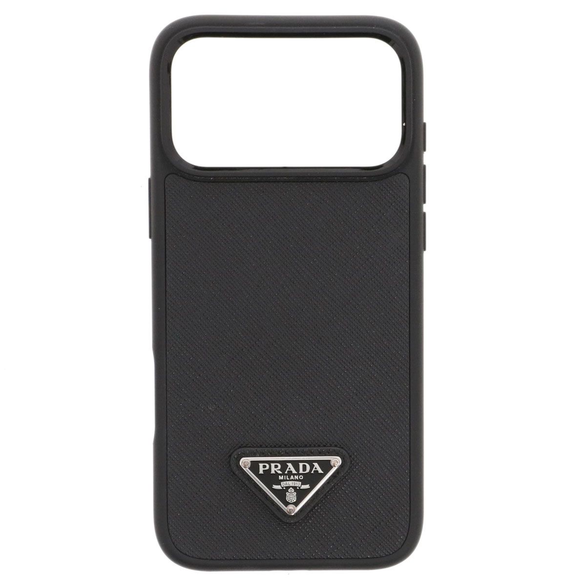 PRADA プラダ iPhone 17Promax トライアングルロゴ スマホケース 携帯・スマホアクセサリー 2ZH222 レディース レザー ブラック シルバー金具 中古