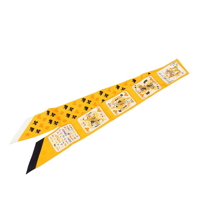 エルメス ツイリー Jeu De Cartes ジュード カルツ トランプ柄 スカーフ イエロー系 シルク レディース HERMES【1-0273264】