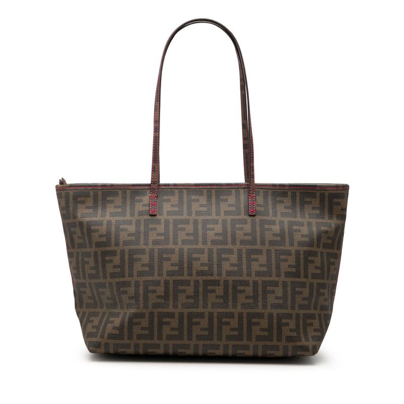 フェンディ ズッカ トートバッグ ショルダーバッグ 8BH198 ブラウン ピンク PVC レディース FENDI【1-0273330】