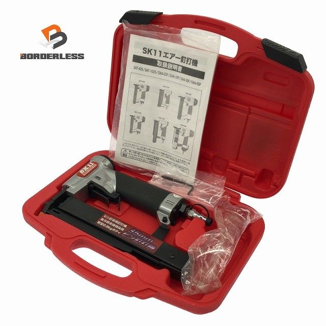 ☆未使用品☆SK11 藤原産業 35mm 常圧 エアピン釘打機 SAN-35P ケース付 エアピン釘打ち機 ピンネイラ ピンタッカ エア工具129816