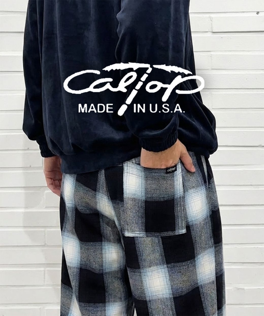 ［新品_未使用］CALTOP - OMBRE WIDE EASY PANTS / NAVY × SKY BLUE / Made in USA / キャルトップ - オンブレチェック ワイドイージーパンツ / アメリカ製 / USA製