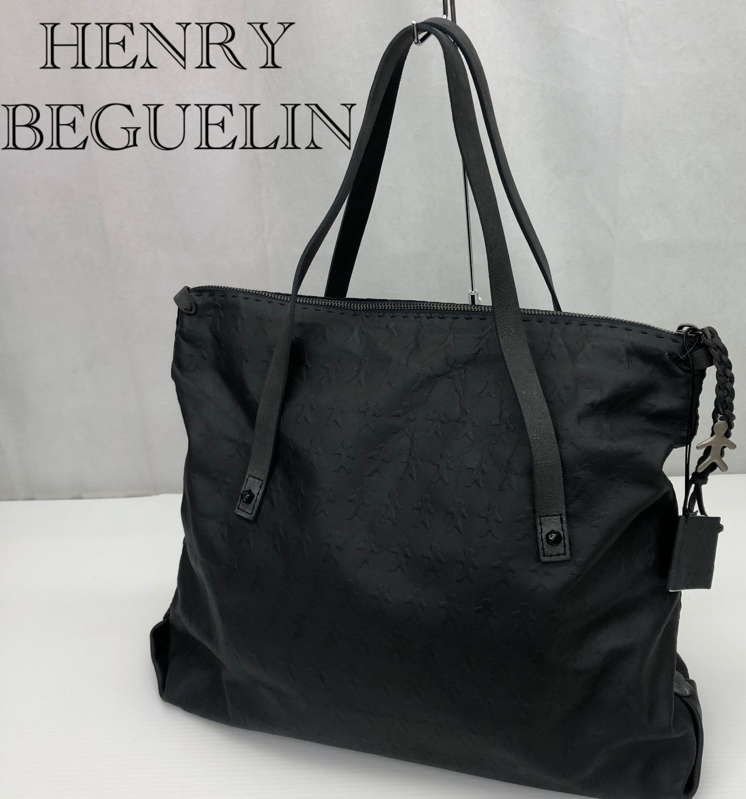 HENRY BEGUELIN エンリーベグリン ブラック レザー トートバッグ N 465763 V ブラック メンズ 鞄_255067