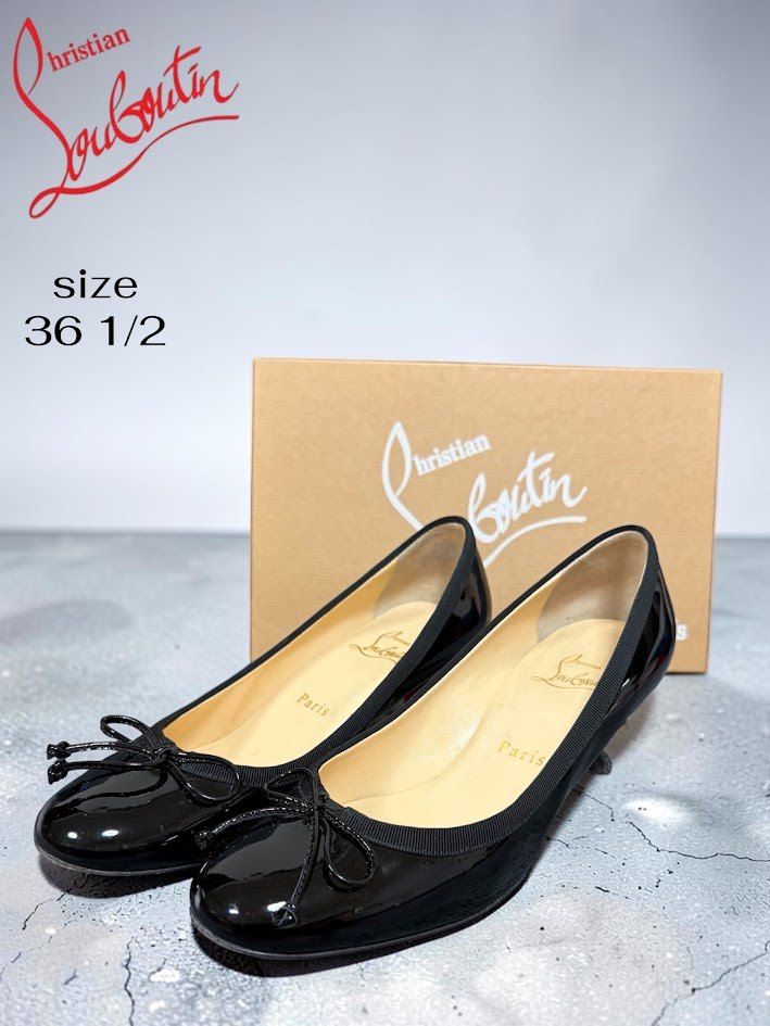 ★ Christian Louboutin クリスチャンルブタン MARCIA BALLA 45 PATENT エナメルパンプス リボンパンプス ブラック 36.5