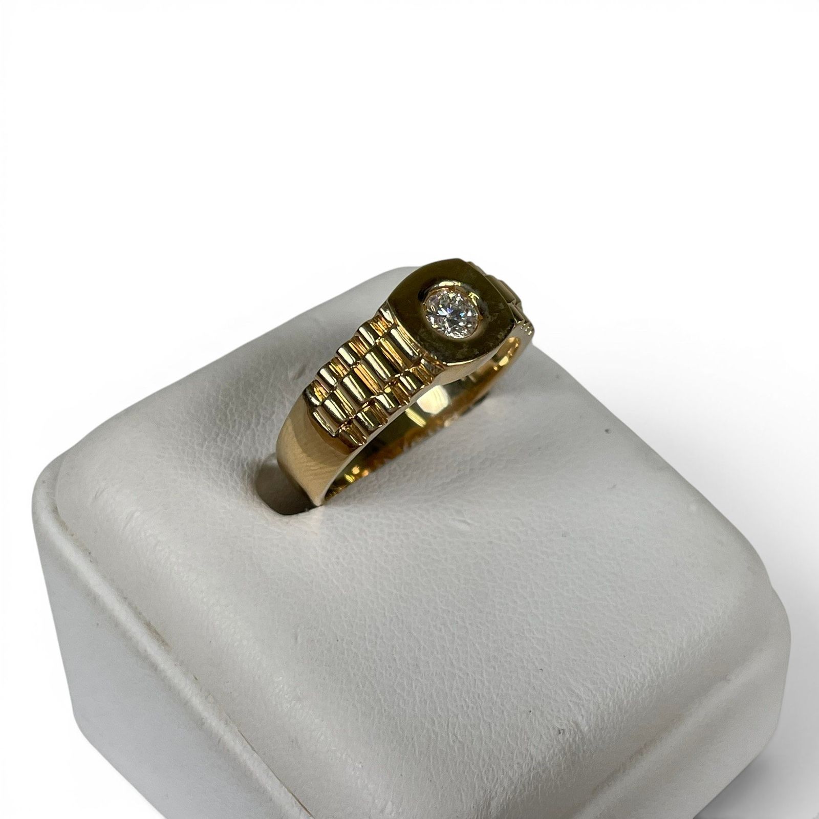 K18 ベゼルセッティングデザインリング 1粒ダイヤリング ダイヤ0.23ct 約18号 総重量約5.6g