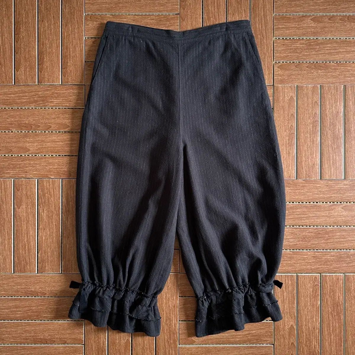 ビームス ボーイ ストライプ コットン リネン ウール ドロワーズ パンツ