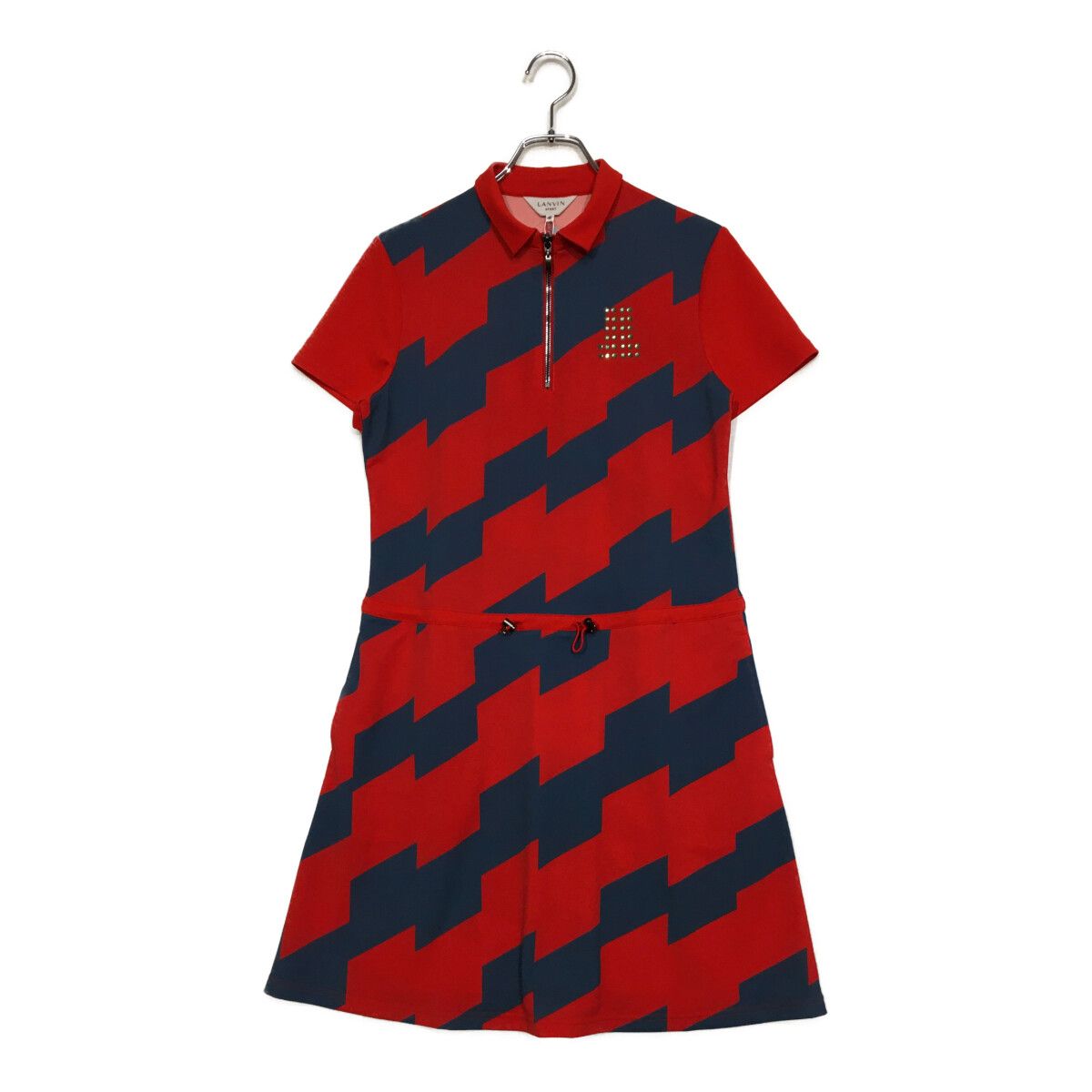 未使用品 レディース ランバンスポール LANVIN SPORT ワンピース 40(L) 赤 レッド 半袖 ハーフジップ 訳あり