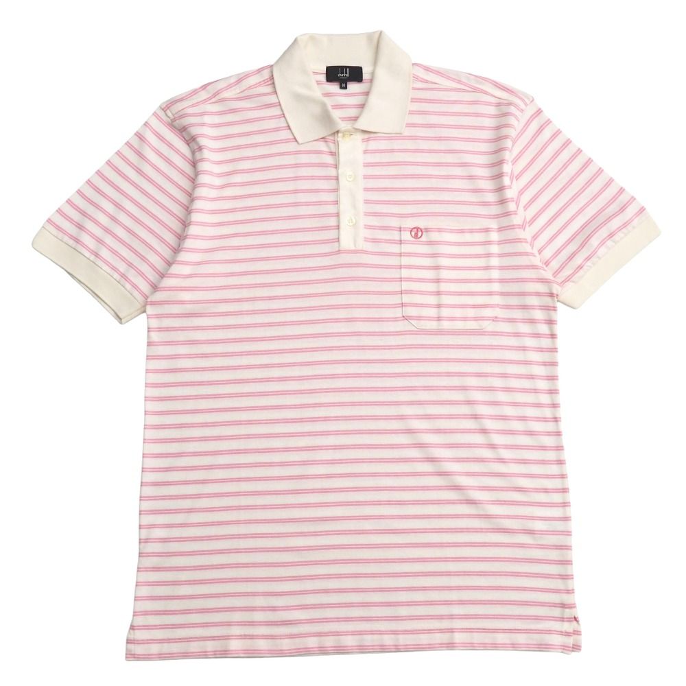 □美品□Dunhill ダンヒル ポロシャツ サイズM ボーダー 半袖 ワン
