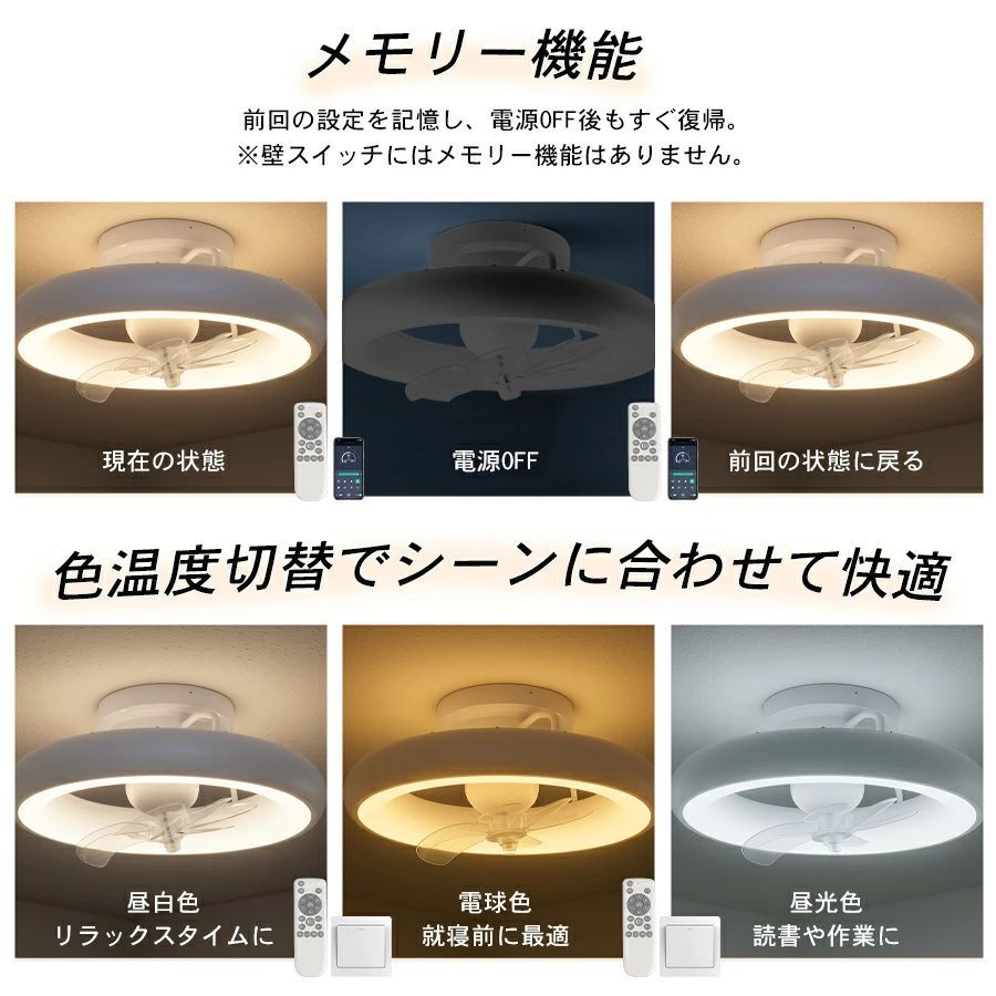 LED シーリングファンライト 4000lm ファン付き照明 リモコン付 静音