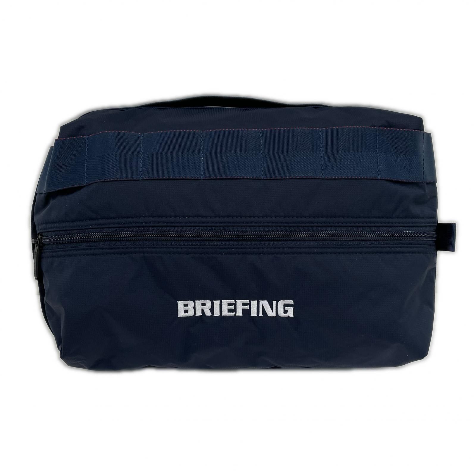 中古 ブリーフィング BRIEFING シューズケース ネイビー シューズバッグ ロゴ刺繍 ファスナー開閉