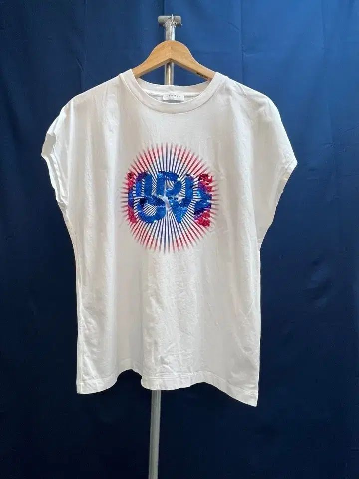 サンドロ スパンコール ロゴ 半袖Tシャツ 白 新品級