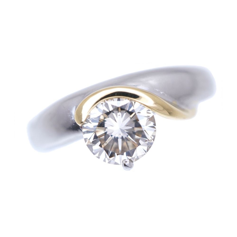 美品 ダイヤ1.264ct K18YG Pt900 リング 指輪 ダイヤモンド/プラチナ/イエローゴールド 14.5号 750 ジュエリー 0041【中古】 レディース
