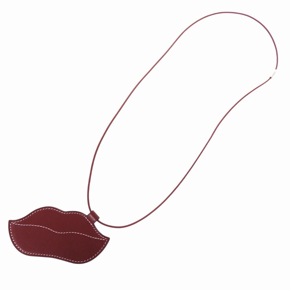 新品同様 エルメス リップス ヴォースイフト ルージュアッシュ K刻印 ペンダント ネックレス 赤 0918 HERMES