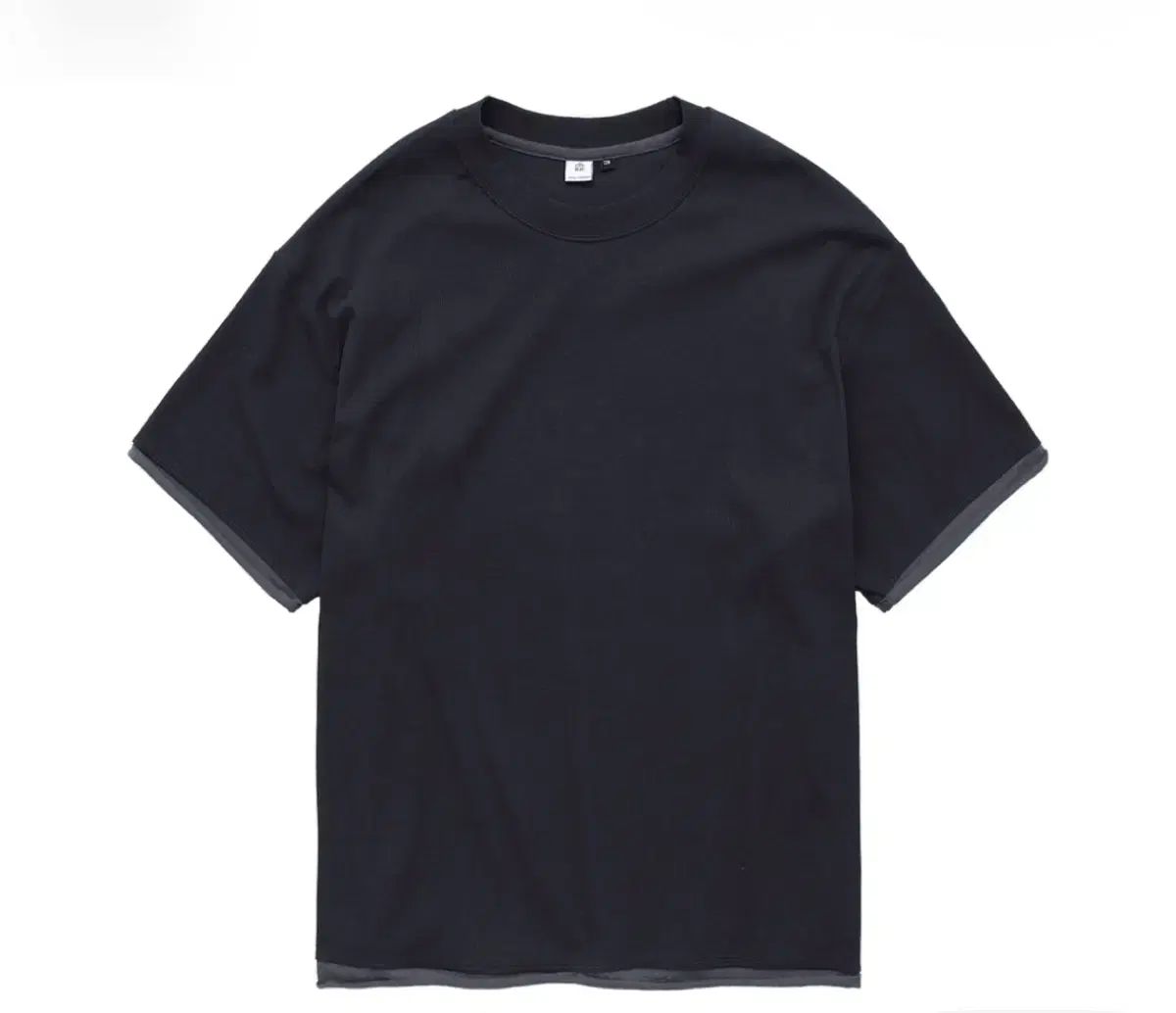 4) POLYTERU リブ レイヤード クロップド Tシャツ チャコール