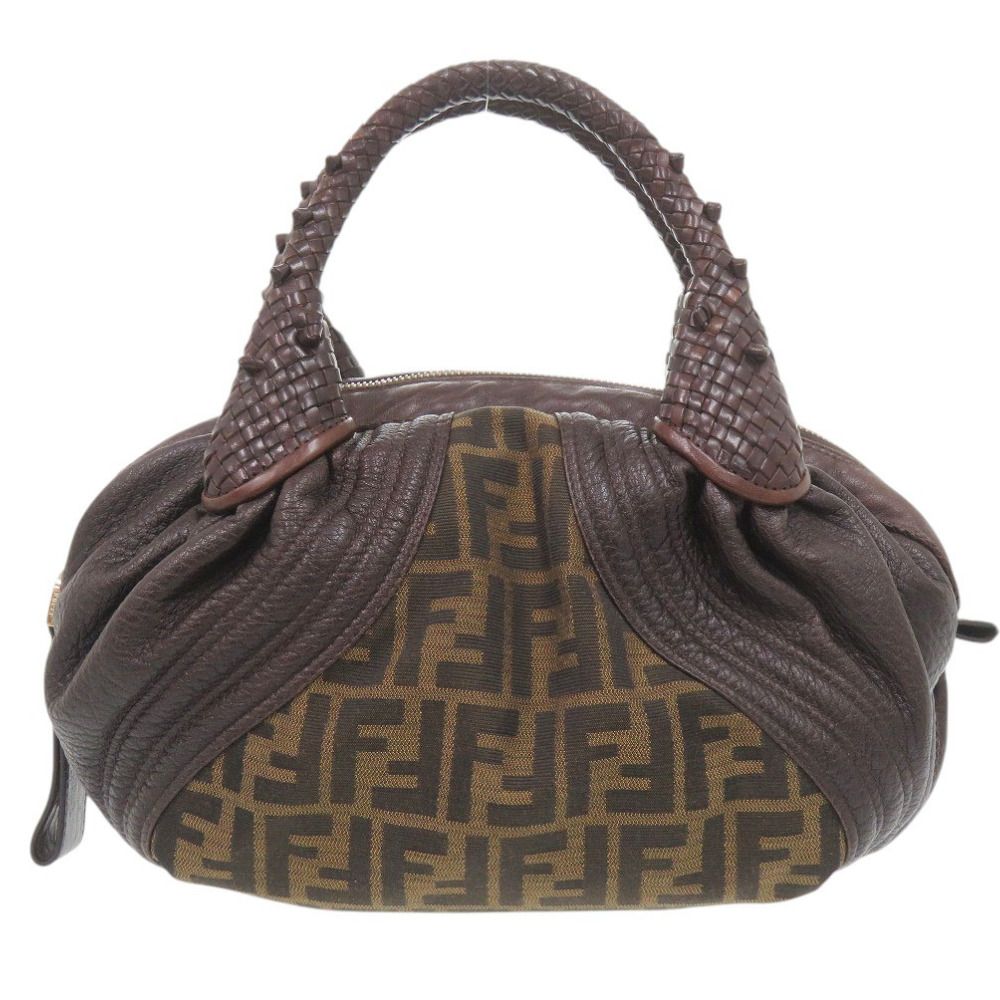 美品 フェンディ ミニ スパイバッグ レザー ブラウン ハンドバッグ 茶 1440 FENDI