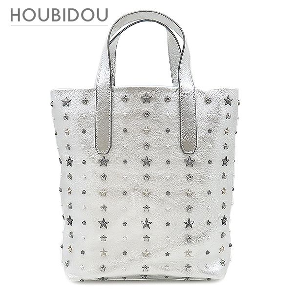 ジミーチュウ JIMMY CHOO 2WAYバッグ ソフィア レザー シルバー シルバー金具 SOFIA トート ショルダー 星 スター スタッズ メタリック 【中古】