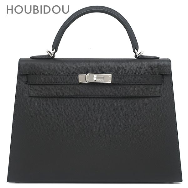 エルメス HERMES ハンドバッグ ケリー32 外縫い ヴォーエプソン ブラック シルバー金具 黒 2026年製 G 【箱】【中古】