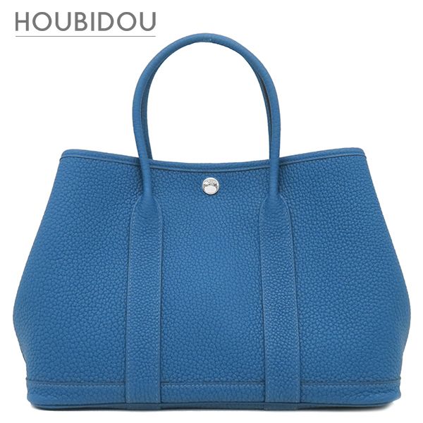 エルメス HERMES トートバッグ ガーデンパーティー TPM 30 カントリー ブルーウートルメール シルバー金具 新品 未使用 オールレザー 2025年製 K 【箱】【中古】