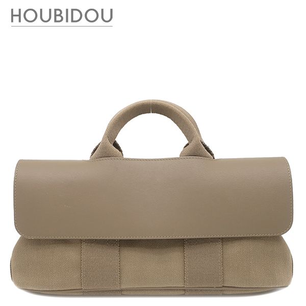 エルメス HERMES ハンドバッグ ヴァルパライソ ロング PM トワルシェブロン レザー エトゥープ シルバー金具 グレージュ □J【中古】