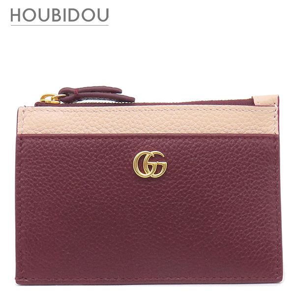 グッチ GUCCI コインケース ダブルG バイカラー ジップ キーポーチ レザー ロッソアンコーラ×ピンク ゴールド金具 フラグメントケース 837966 【箱】【中古】