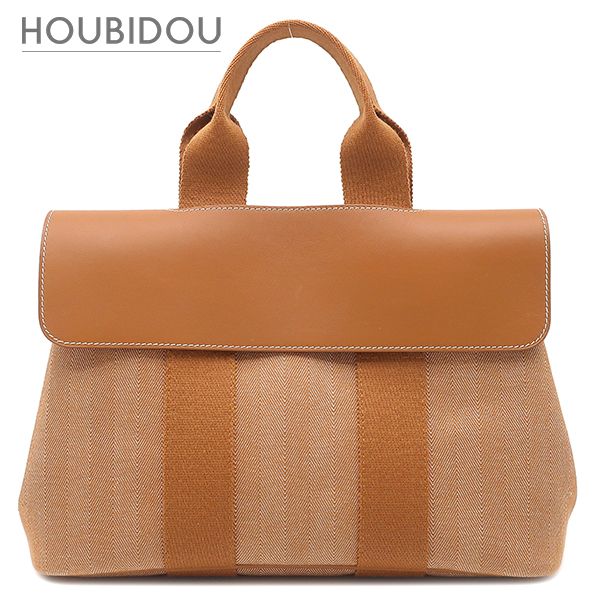 エルメス HERMES ハンドバッグ ヴァルパライソ PM トワルシェブロン スイフト ゴールド シルバー金具 茶 ポーチ欠品 □K【中古】