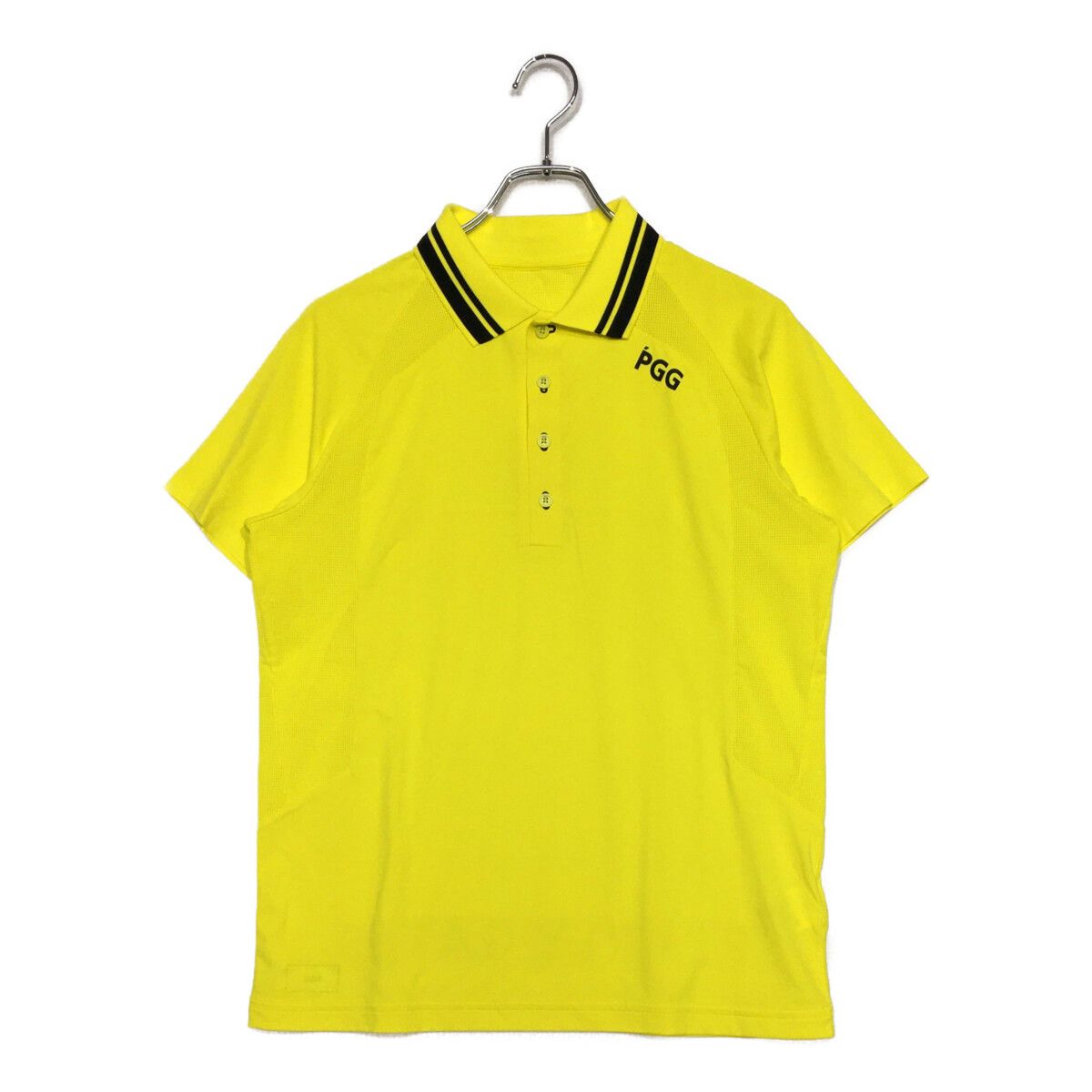 中古 メンズ ピージージー PGG 半袖ポロシャツ 4(M) イエロー メッシュ 軽量 ストレッチ